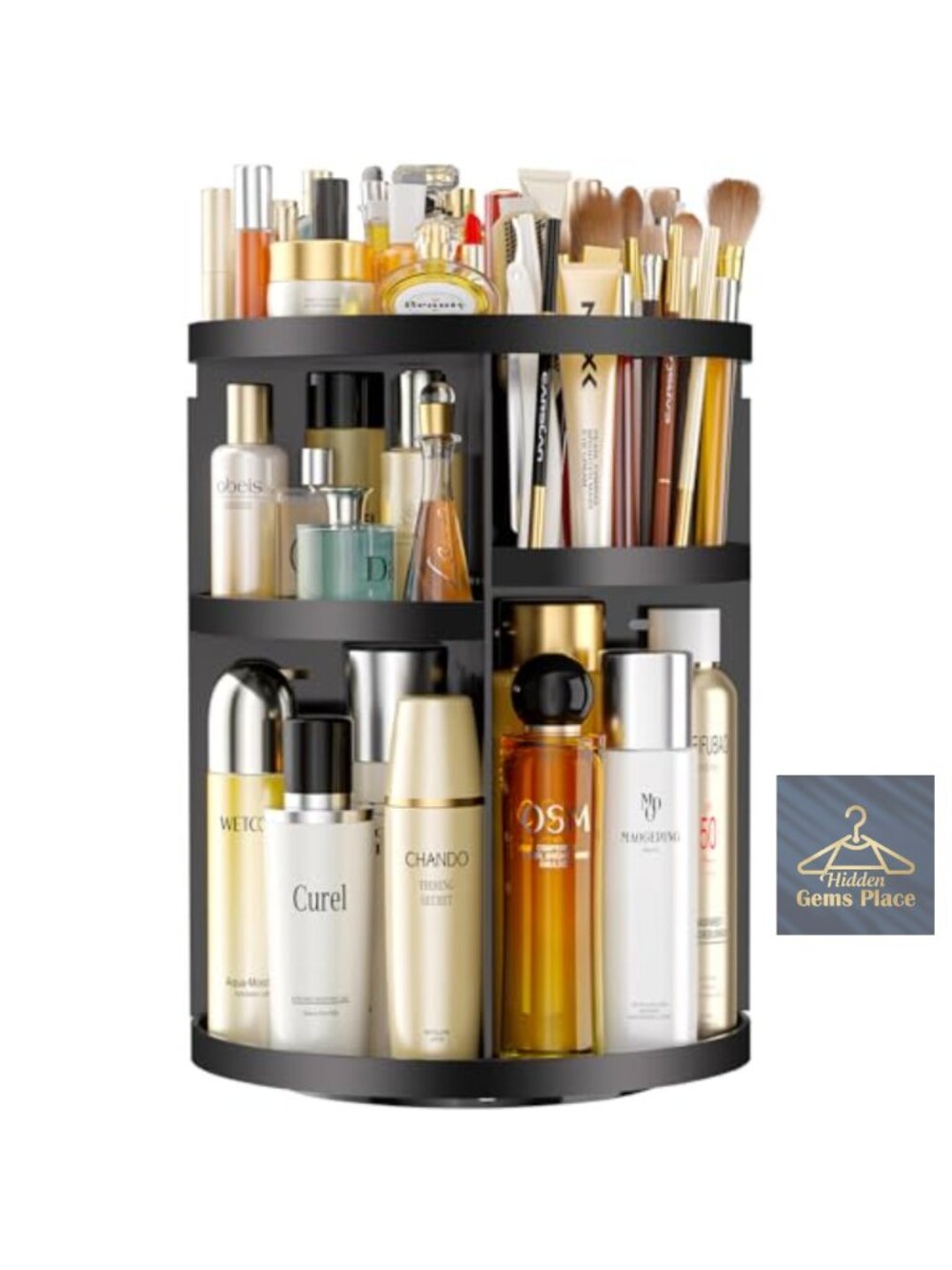 360 Rotating Makeup Organizer Acrylic Adjustable Skincare Caddy Brush Holder